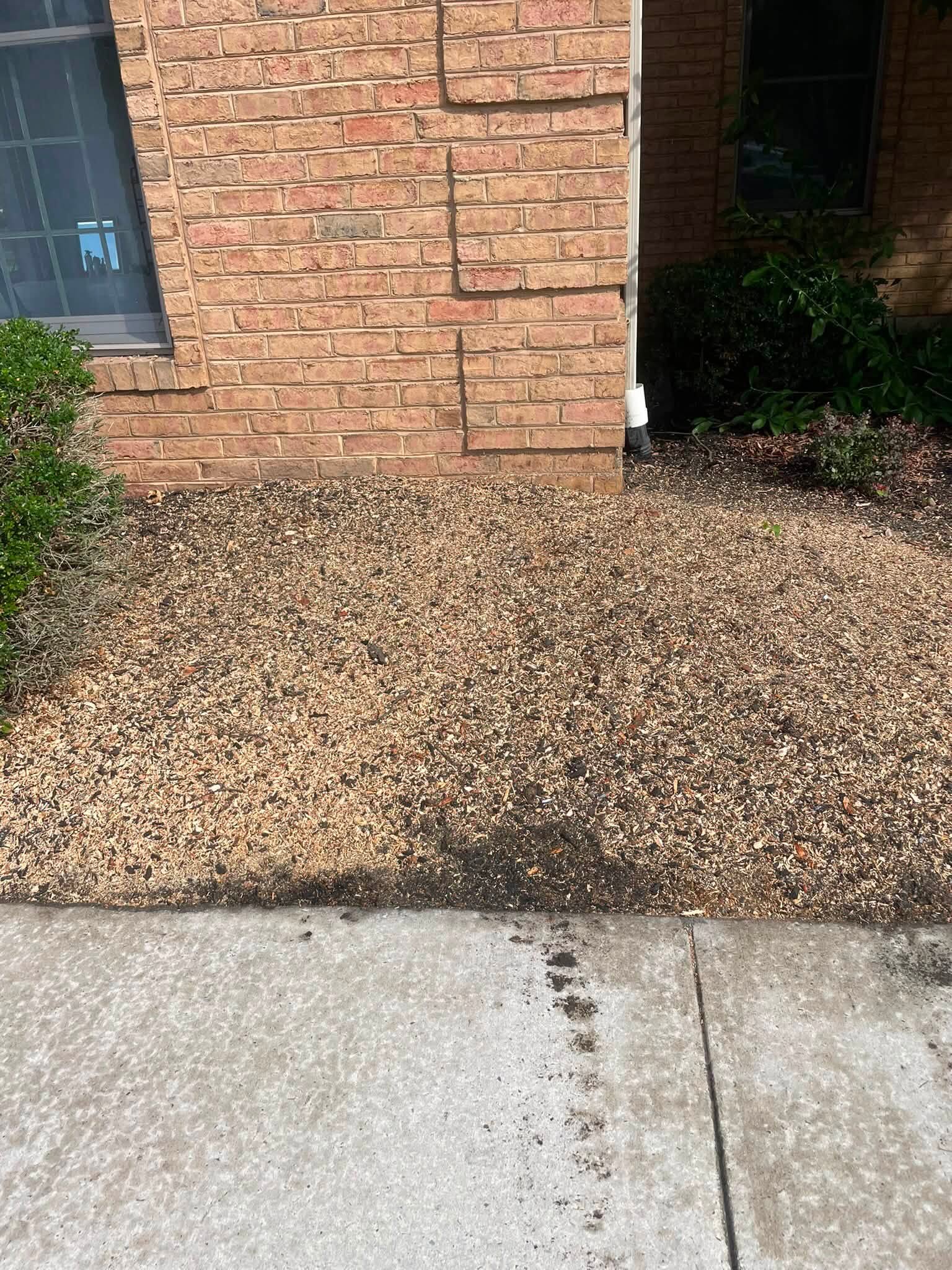 Chips raked into the ground-out area